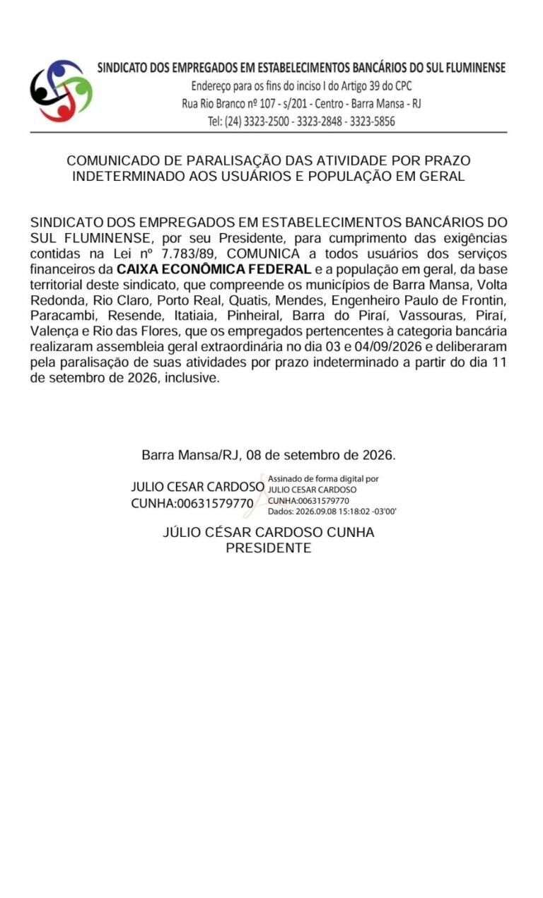 Novo edital paralisação Caixa – SindSul